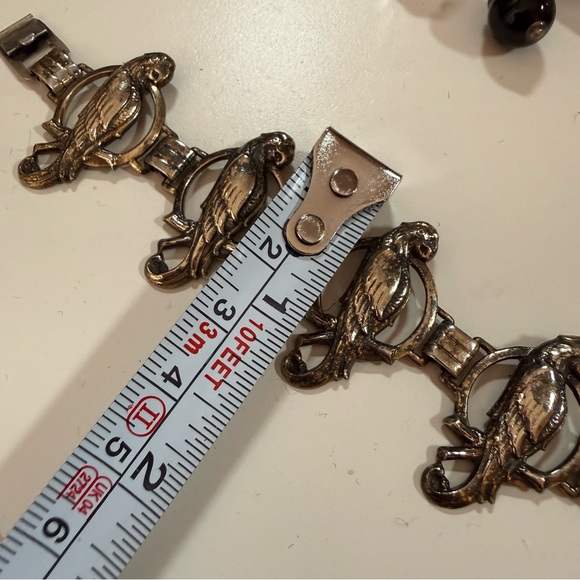 Antique Victorian deco gold vermeil Sterling silver bird parrot wide bracelet - Picture 8 of 17